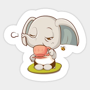 Cute Elephant in her Tea Time Sticker
